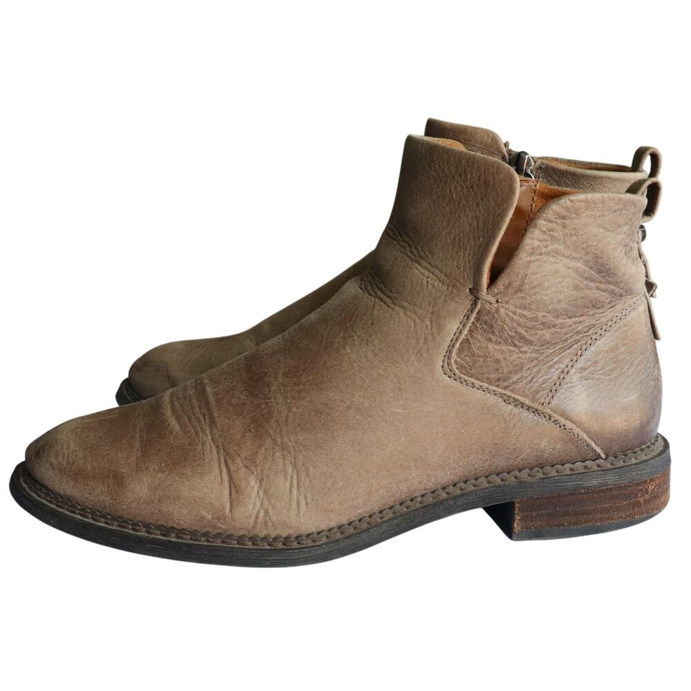 Franco Sarto Hyla Leather Ankle Boots Booties Womens 8 Round Toe Distressed Zip